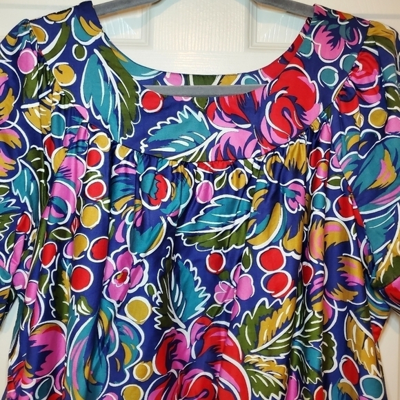Vintage Muumuu House Dress Sears Colorful Sz L Misses - Picture 3 of 9